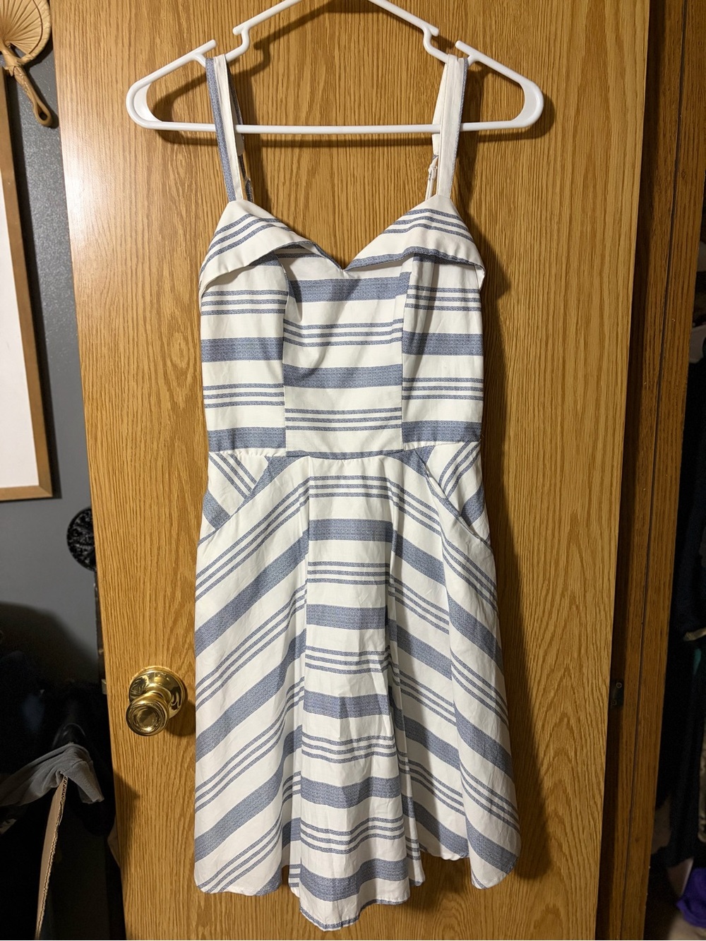 Francesca's Collections White and Blue Striped Midi Dress NWT
